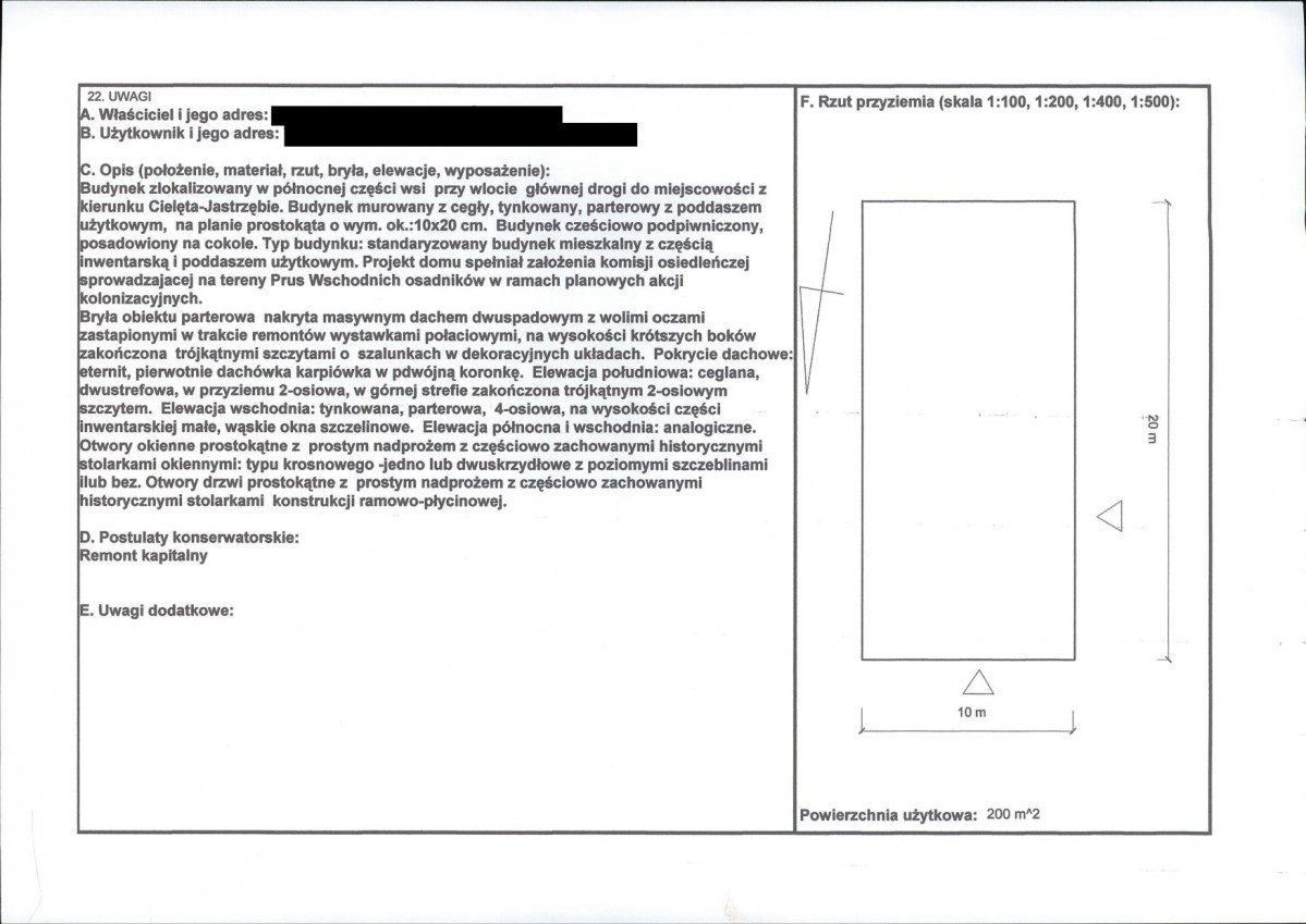 KEZN - Karta obiektu niewpisanego do rejestru, skan nr 2