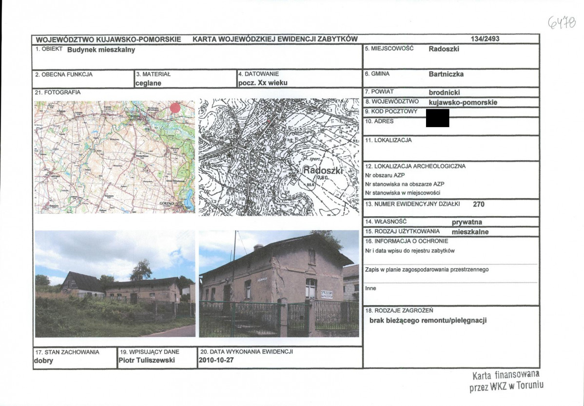 KEZN - Karta obiektu niewpisanego do rejestru, skan nr 1