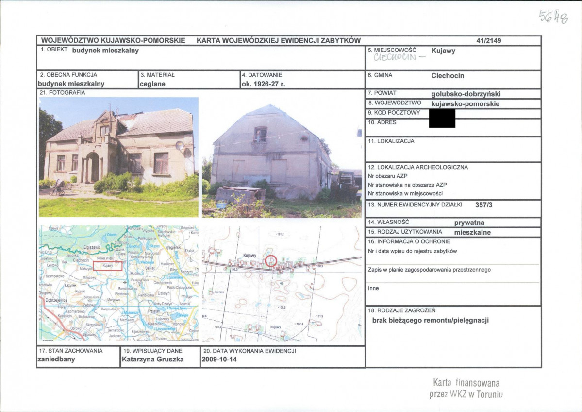 KEZN - Karta obiektu niewpisanego do rejestru, skan nr 1
