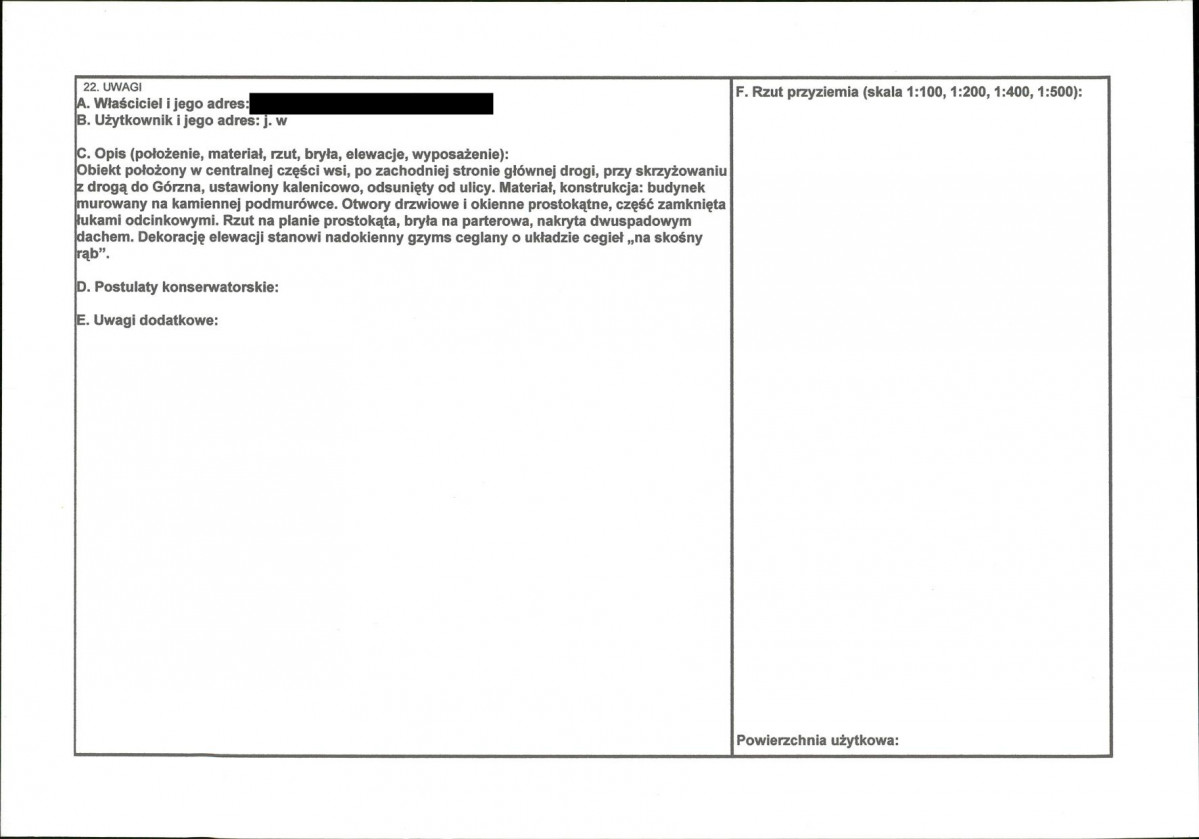 KEZN - Karta obiektu niewpisanego do rejestru, skan nr 2
