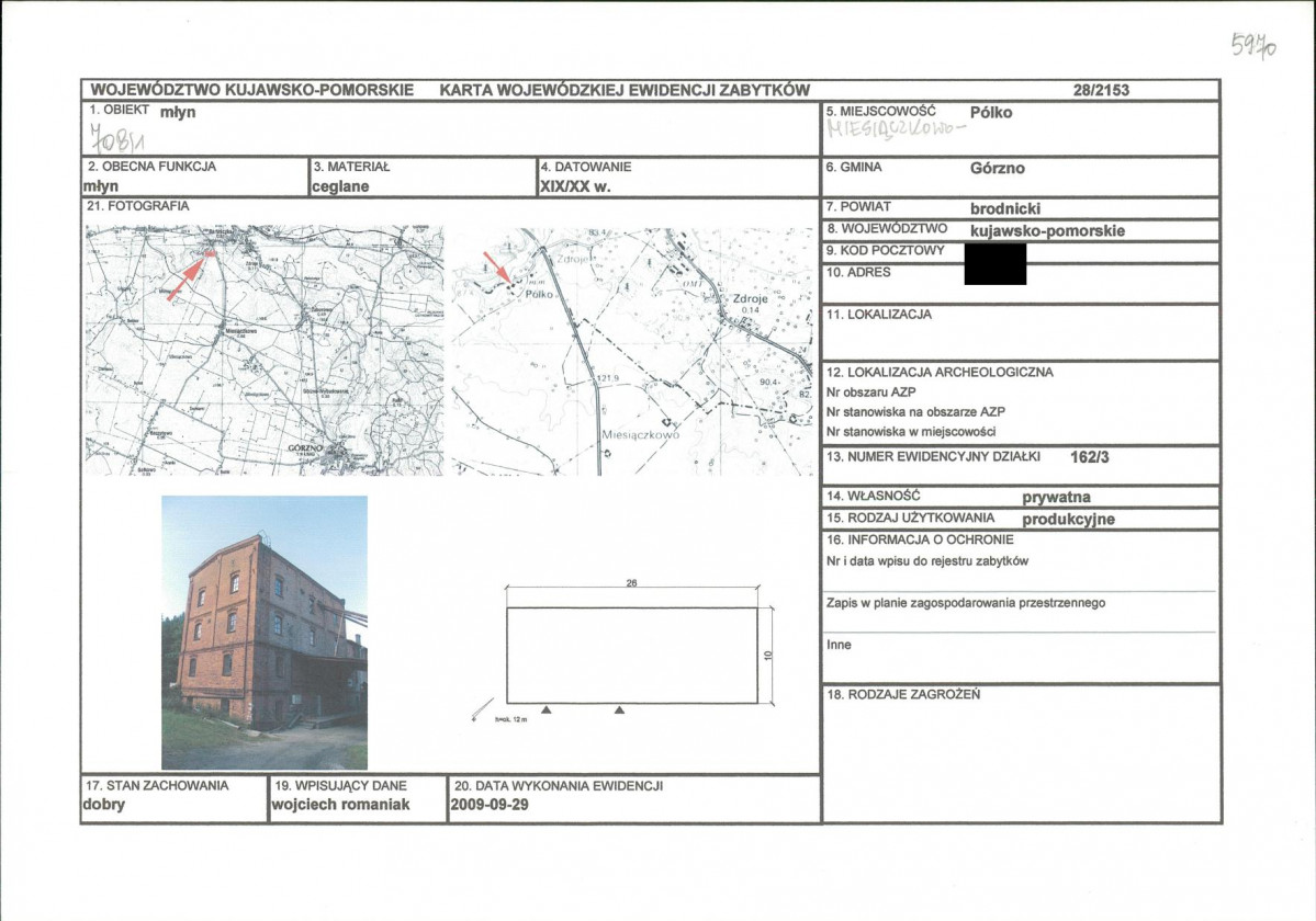 KEZN - Karta obiektu niewpisanego do rejestru, skan nr 1