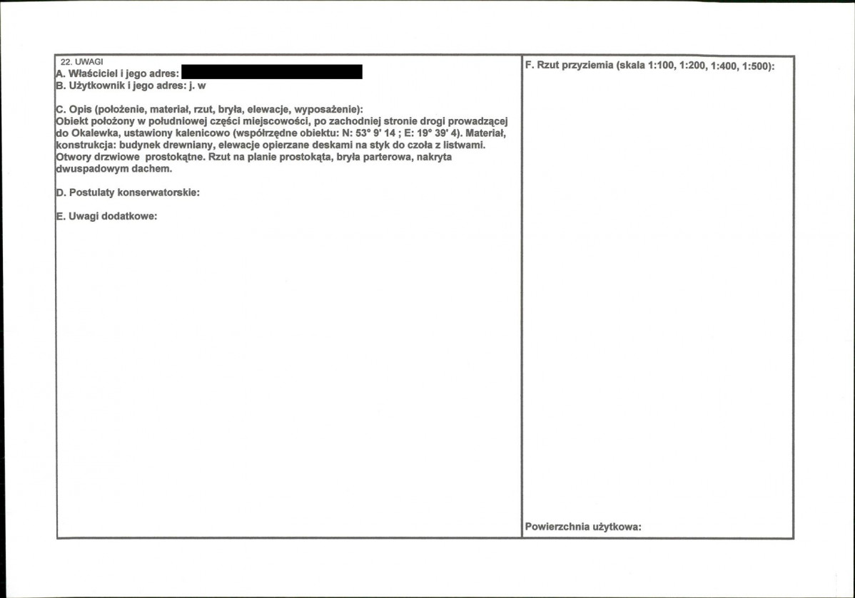 KEZN - Karta obiektu niewpisanego do rejestru, skan nr 2