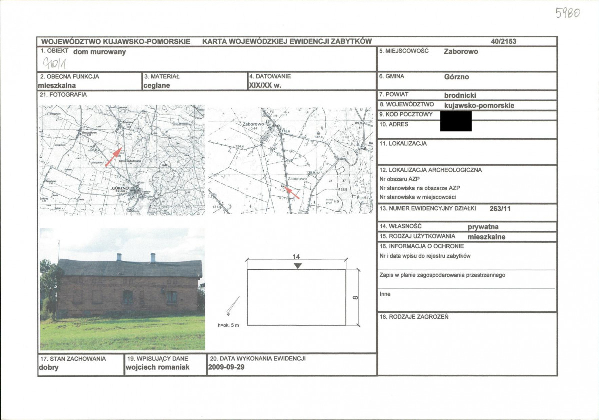 KEZN - Karta obiektu niewpisanego do rejestru, skan nr 1