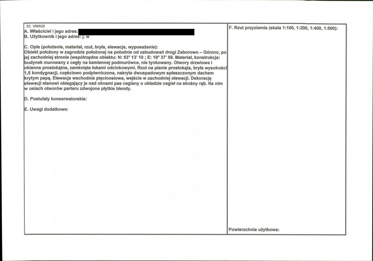 KEZN - Karta obiektu niewpisanego do rejestru, skan nr 2