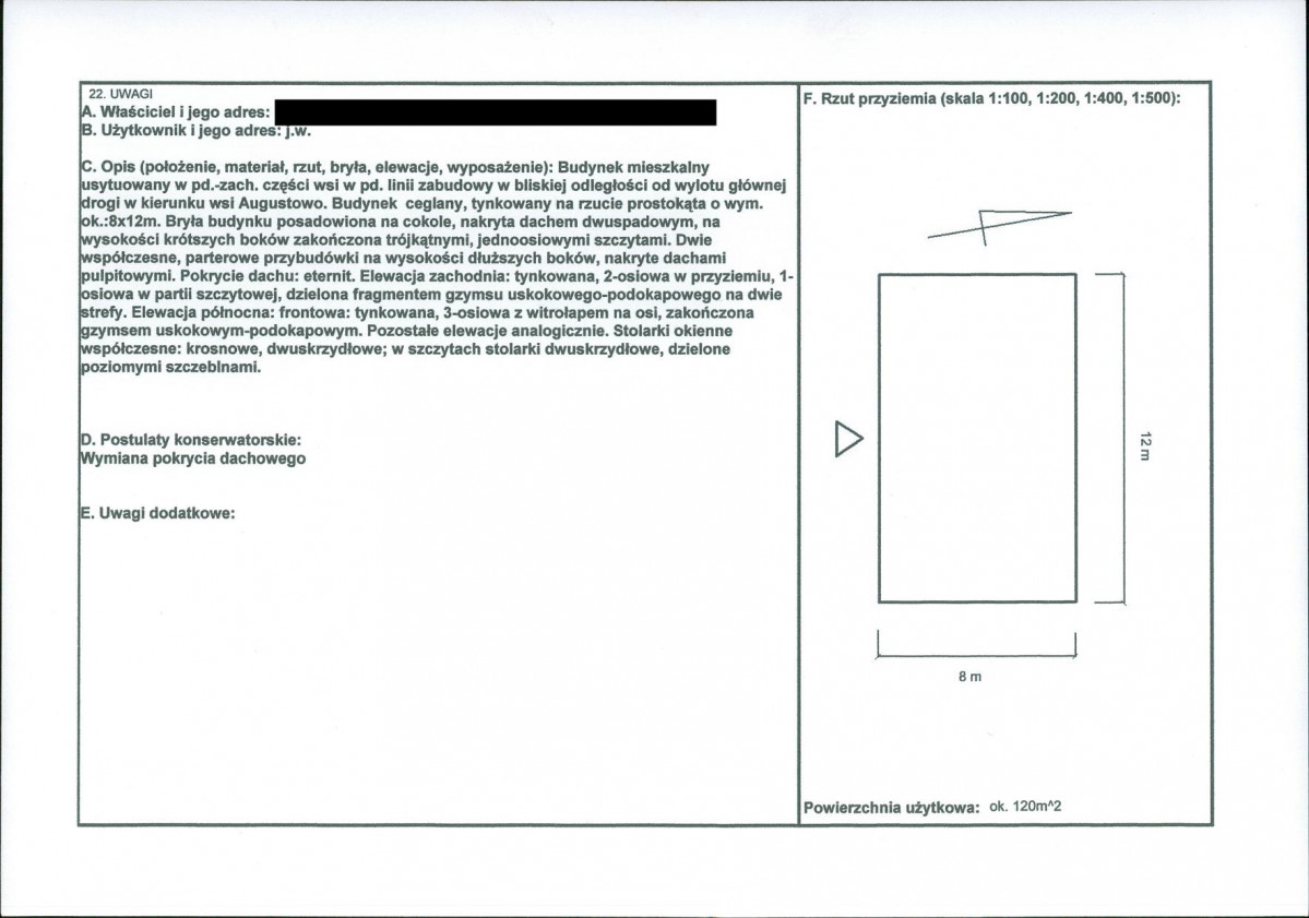 KEZN - Karta obiektu niewpisanego do rejestru, skan nr 2