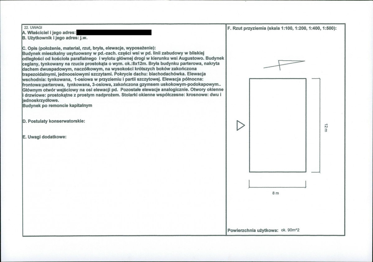 KEZN - Karta obiektu niewpisanego do rejestru, skan nr 2