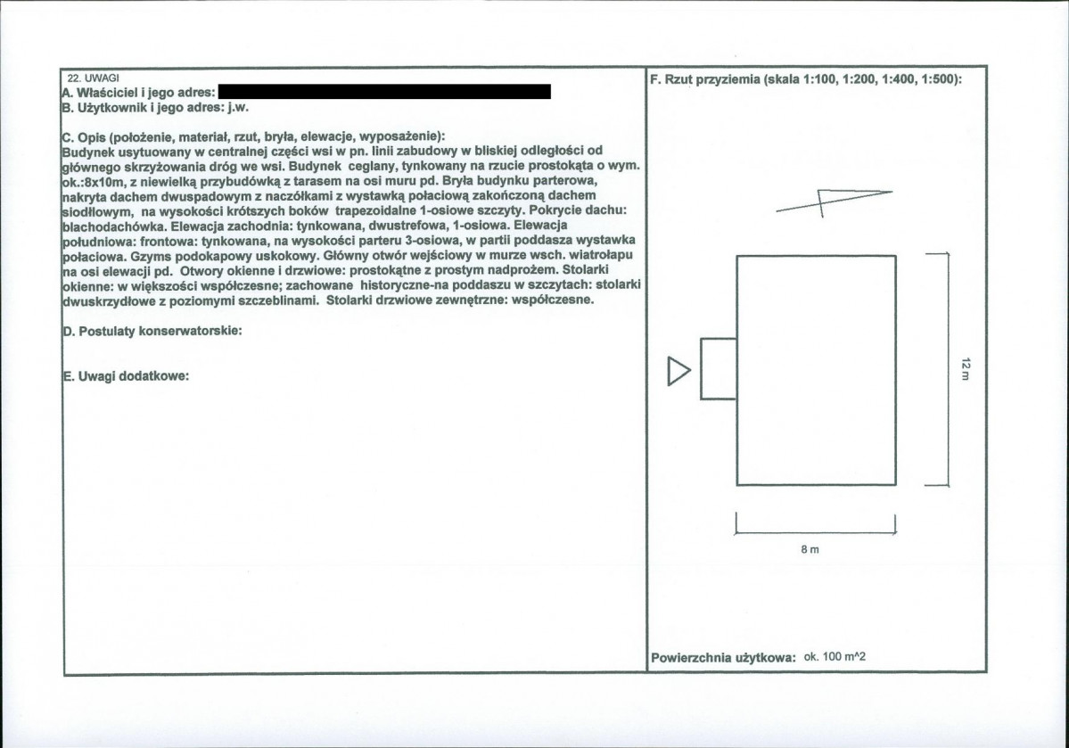 KEZN - Karta obiektu niewpisanego do rejestru, skan nr 2