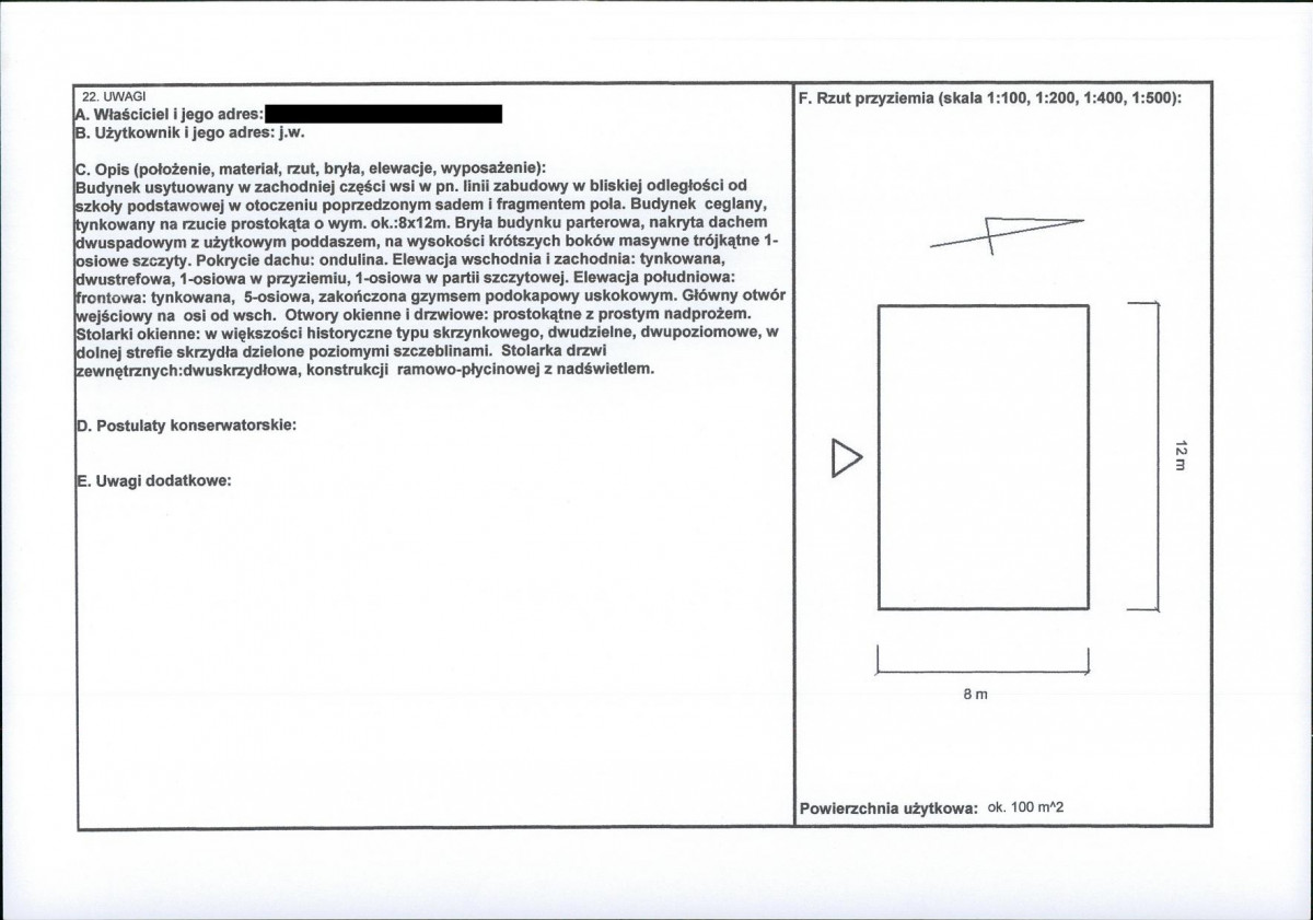 KEZN - Karta obiektu niewpisanego do rejestru, skan nr 2