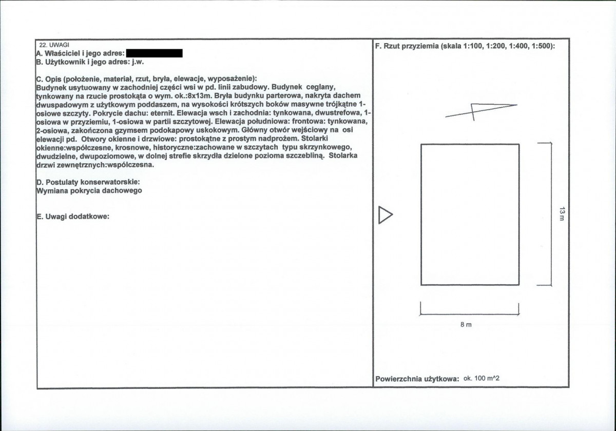 KEZN - Karta obiektu niewpisanego do rejestru, skan nr 2
