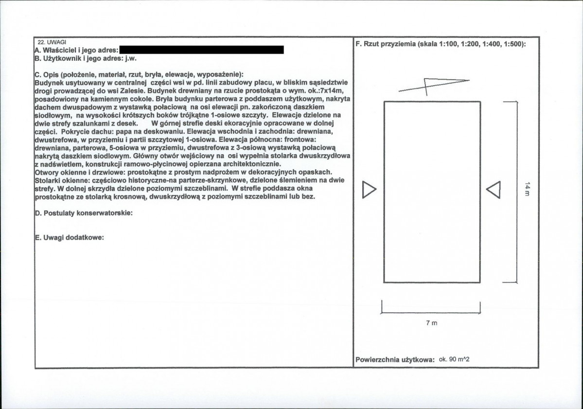 KEZN - Karta obiektu niewpisanego do rejestru, skan nr 2