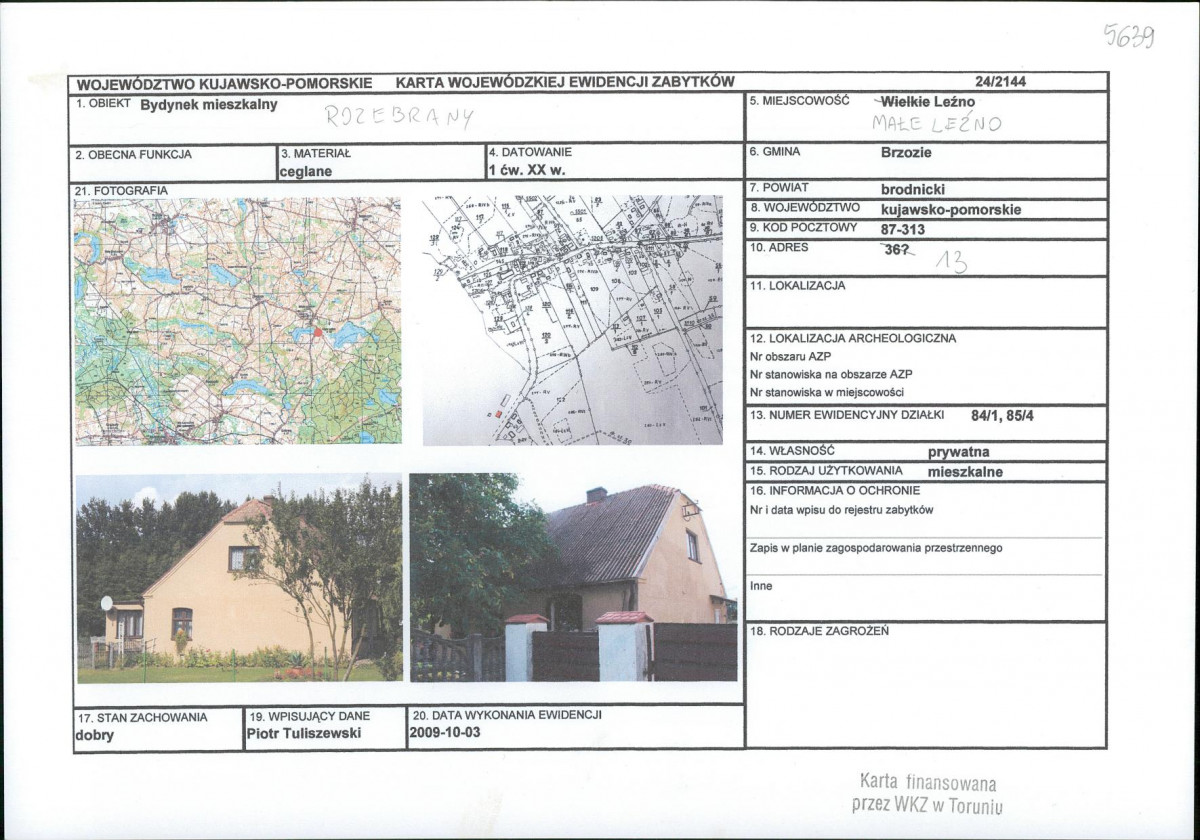 KEZN - Karta obiektu niewpisanego do rejestru, skan nr 1