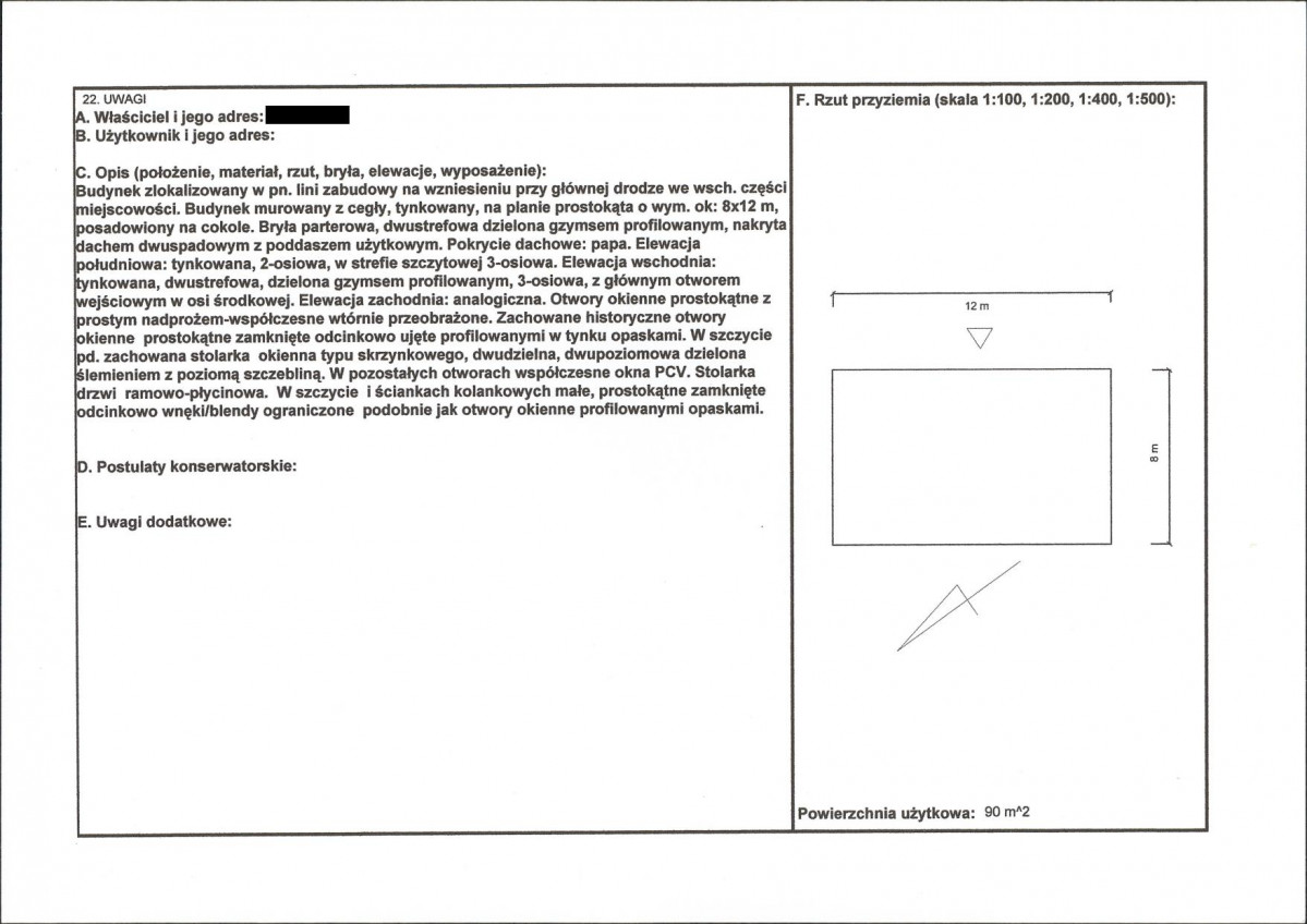 KEZN - Karta obiektu niewpisanego do rejestru, skan nr 2