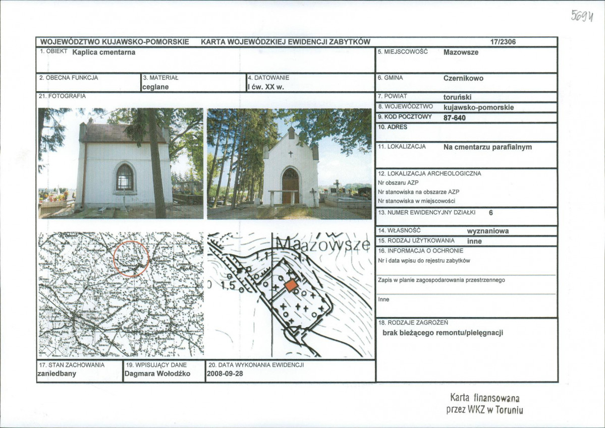 KEZN - Karta obiektu niewpisanego do rejestru, skan nr 1