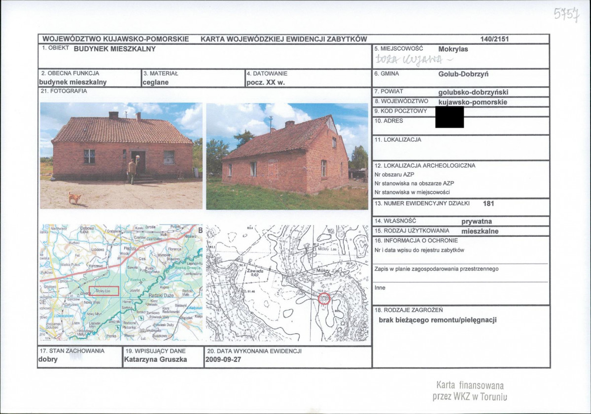 KEZN - Karta obiektu niewpisanego do rejestru, skan nr 1