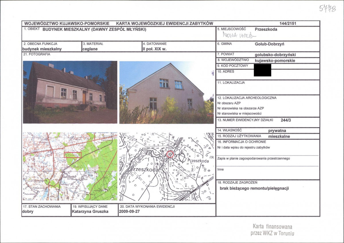 KEZN - Karta obiektu niewpisanego do rejestru, skan nr 1