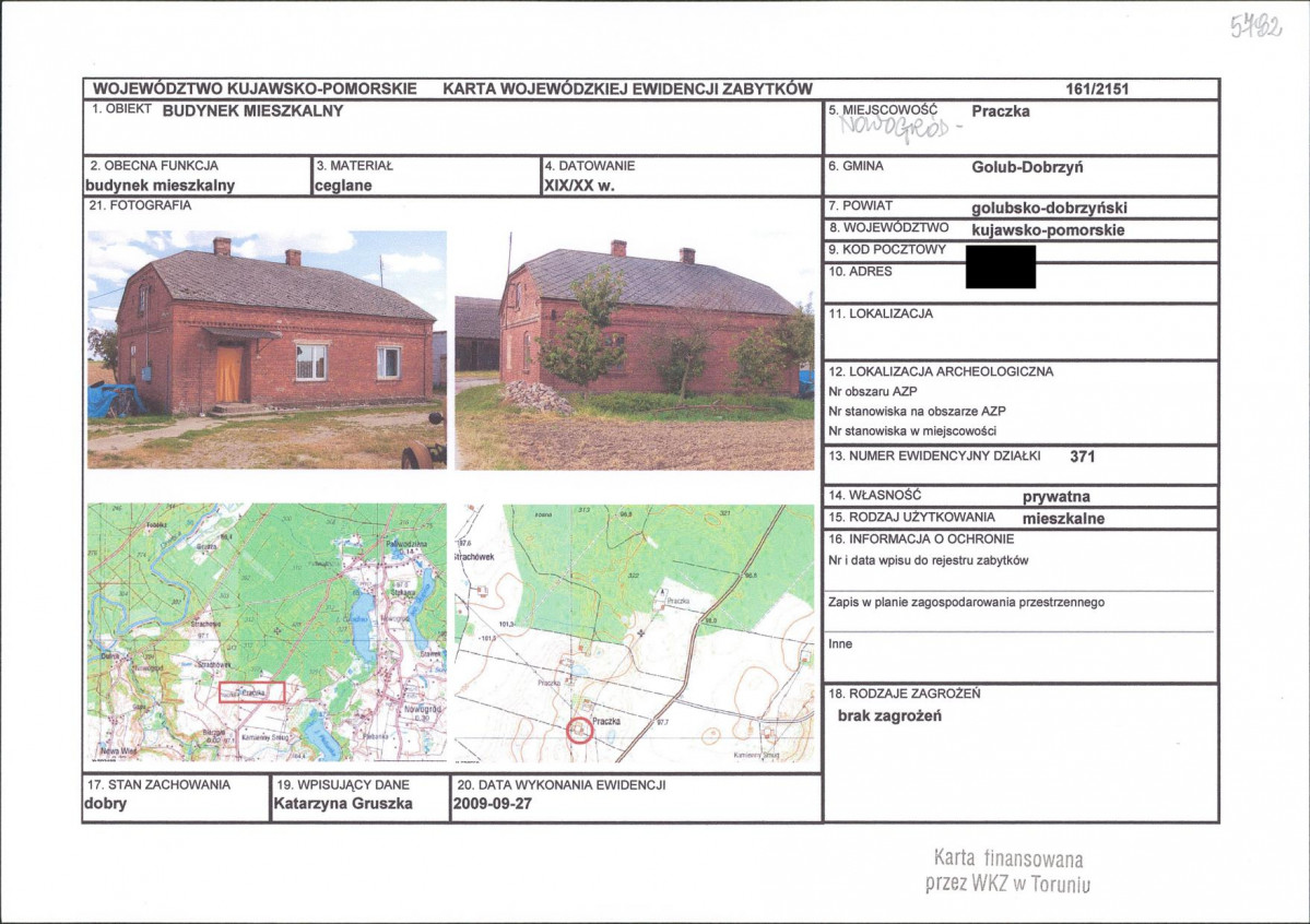 KEZN - Karta obiektu niewpisanego do rejestru, skan nr 1