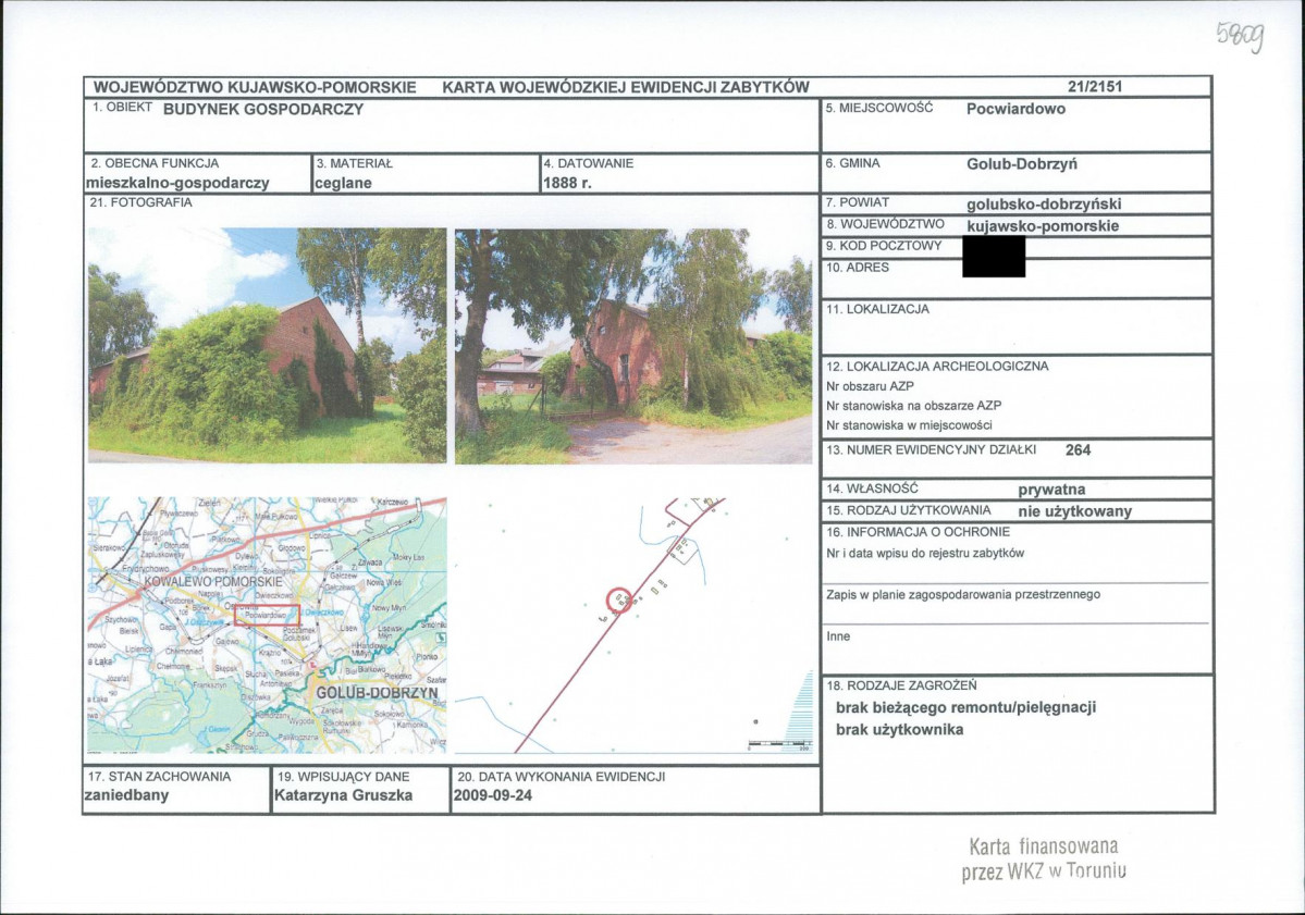 KEZN - Karta obiektu niewpisanego do rejestru, skan nr 1