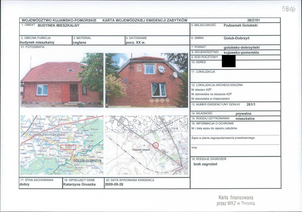 KEZN - Karta obiektu niewpisanego do rejestru, skan nr 1