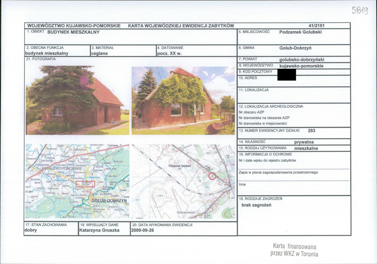KEZN - Karta obiektu niewpisanego do rejestru, skan nr 1