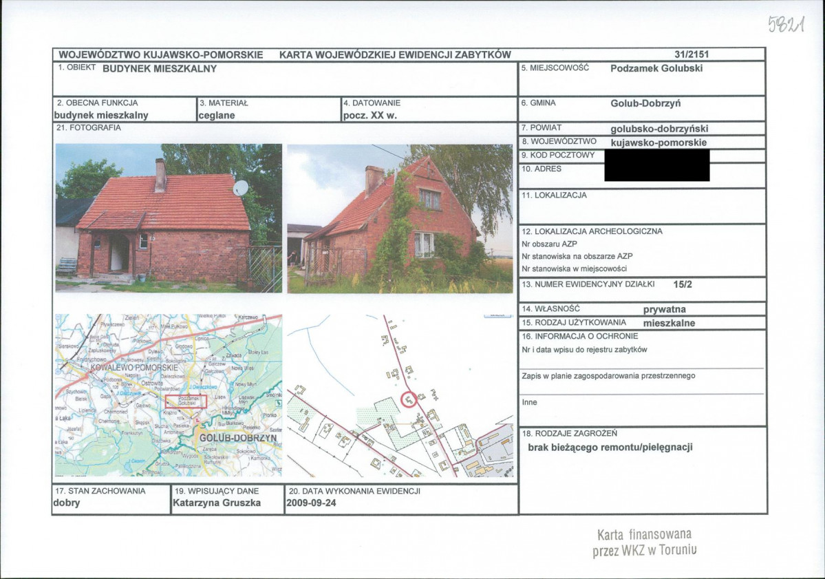 KEZN - Karta obiektu niewpisanego do rejestru, skan nr 1