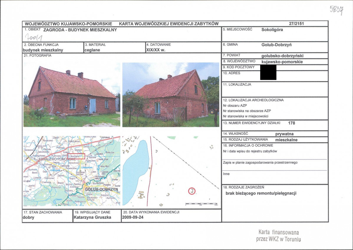 KEZN - Karta obiektu niewpisanego do rejestru, skan nr 1