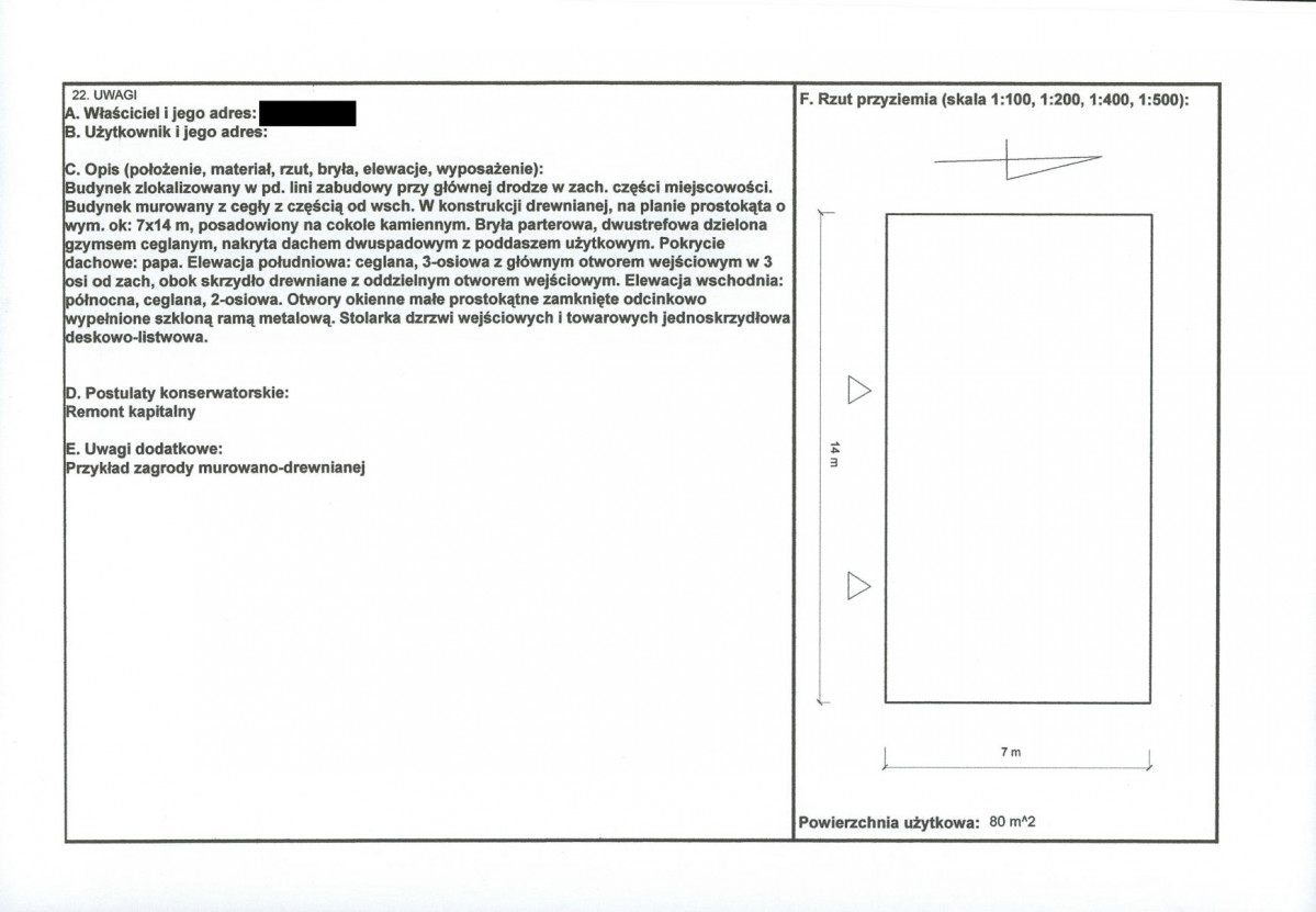 KEZN - Karta obiektu niewpisanego do rejestru, skan nr 2