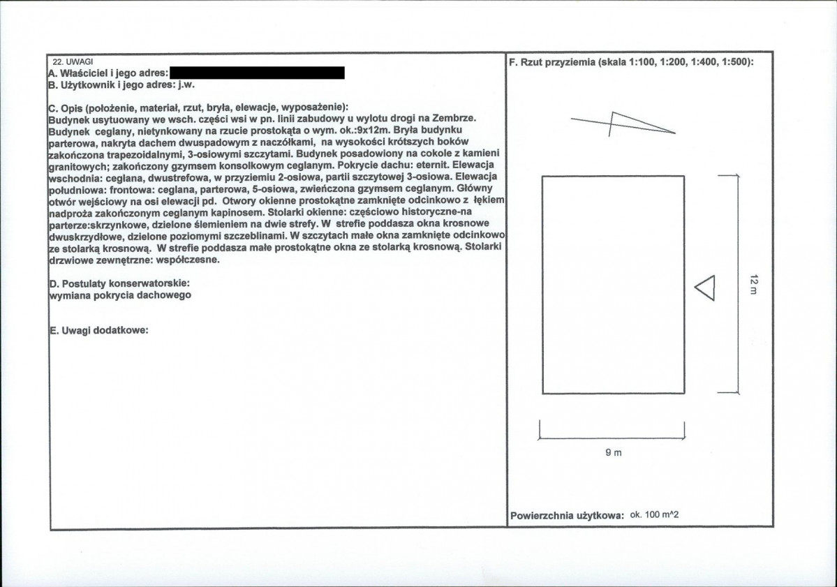 KEZN - Karta obiektu niewpisanego do rejestru, skan nr 2
