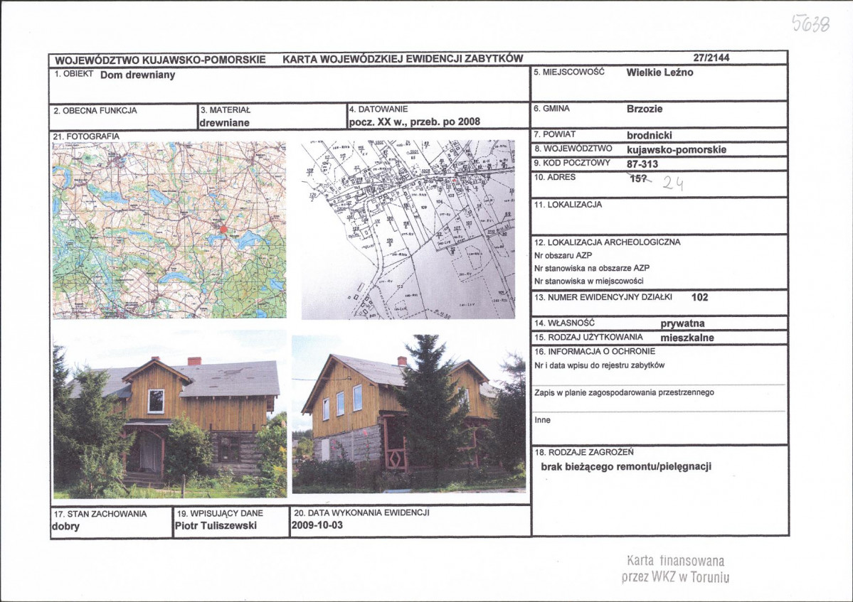 KEZN - Karta obiektu niewpisanego do rejestru, skan nr 1