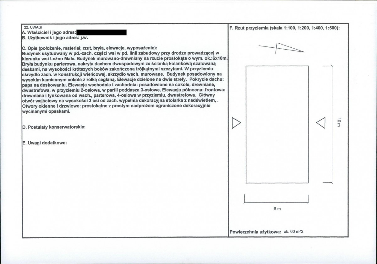 KEZN - Karta obiektu niewpisanego do rejestru, skan nr 2