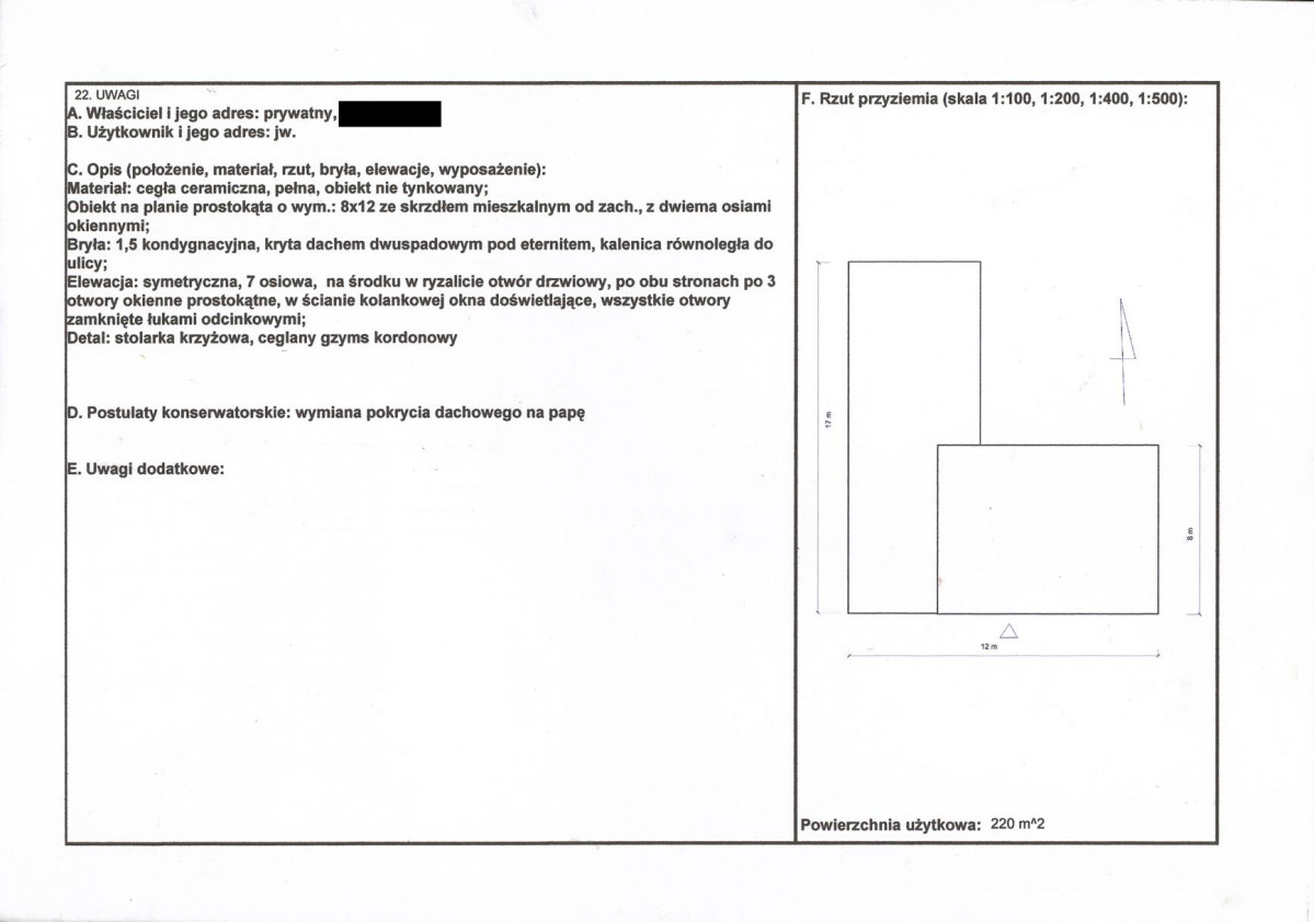 KEZN - Karta obiektu niewpisanego do rejestru, skan nr 2