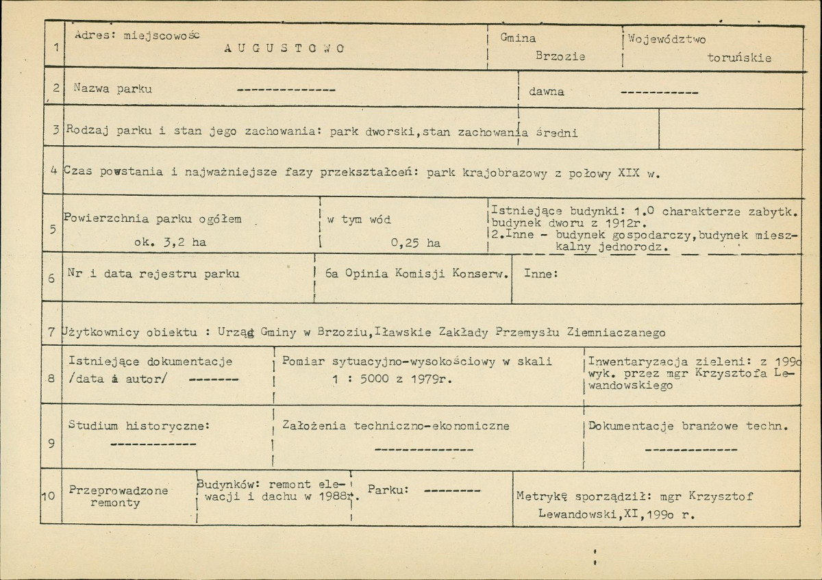 EP - Ewidencja parkowa, skan nr 8
