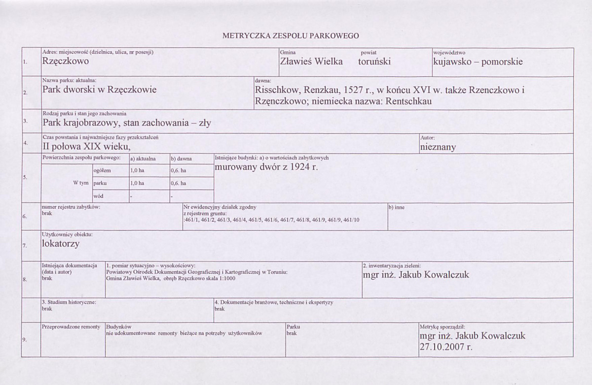 EP - Ewidencja parkowa, skan nr 3