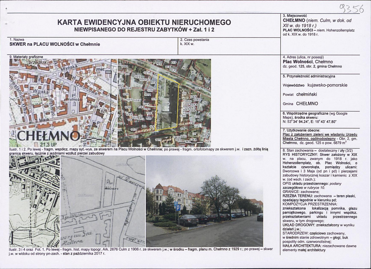 KEZN - Karta obiektu niewpisanego do rejestru, skan nr 1
