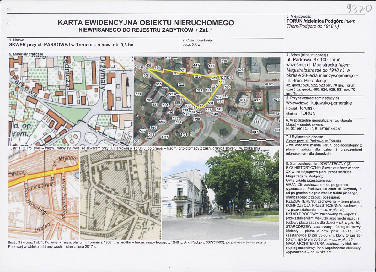 KEZN - Karta obiektu niewpisanego do rejestru, skan nr 1
