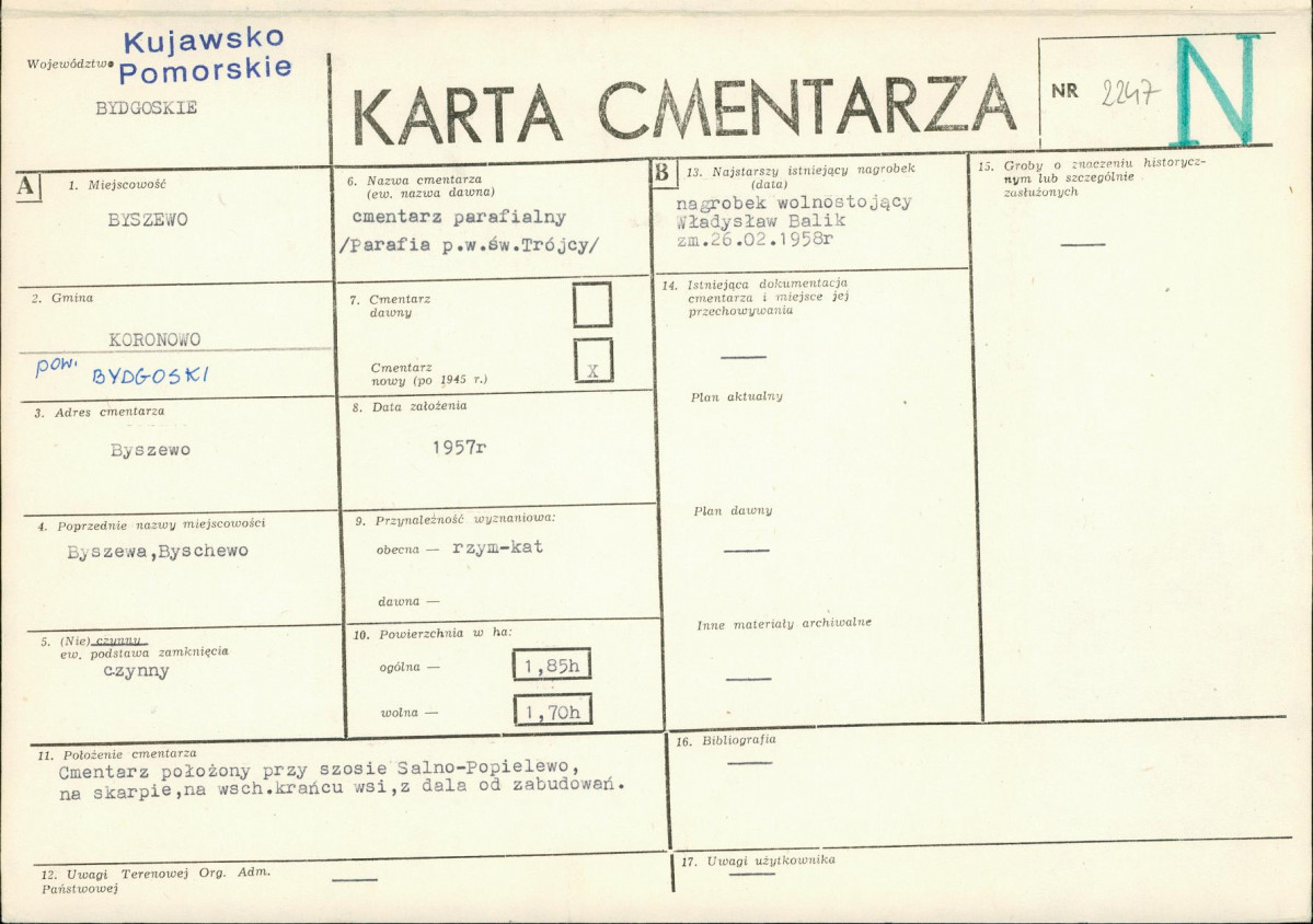 KC - Karta cmentarza, skan nr 1