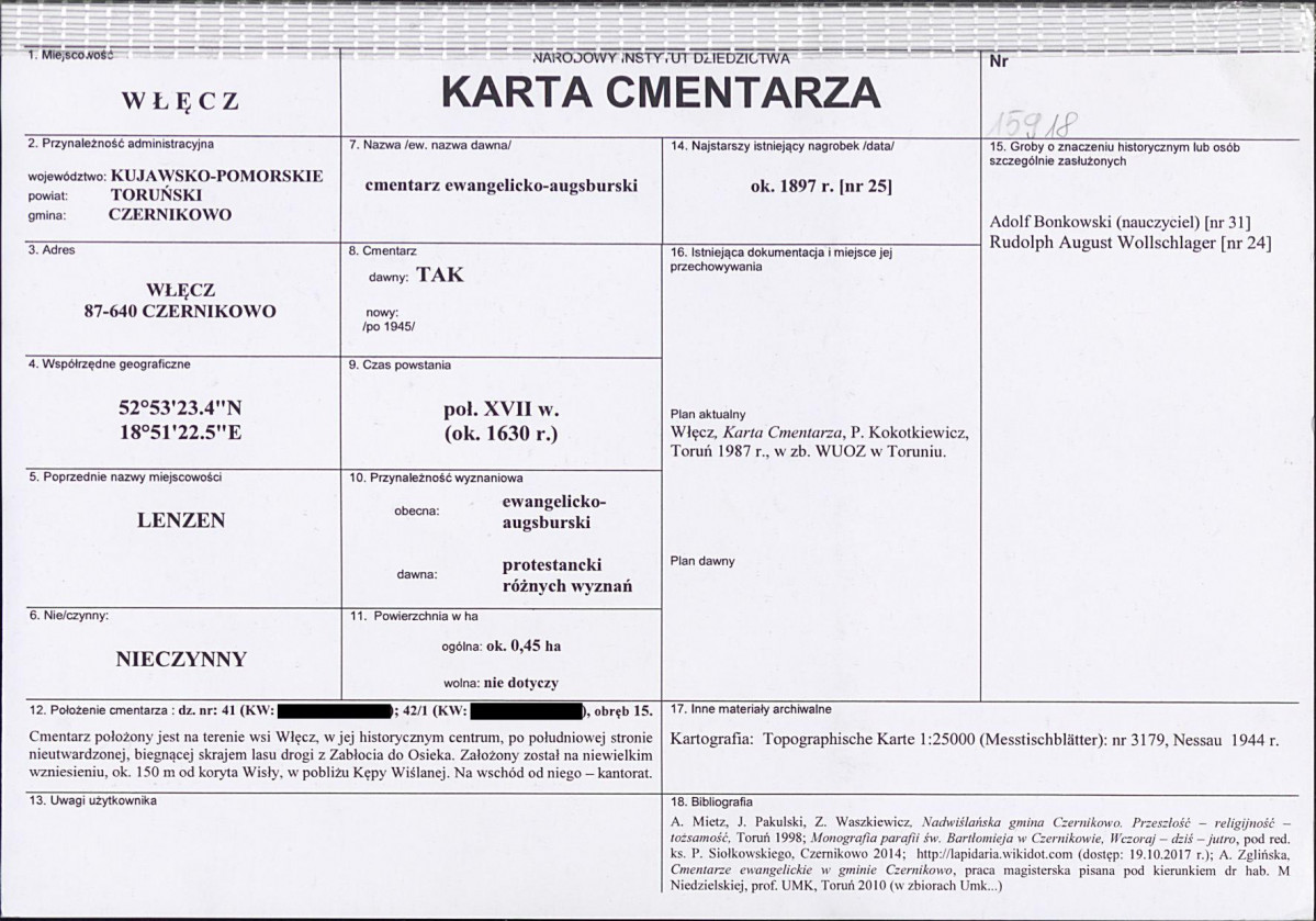 KC - Karta cmentarza, skan nr 1
