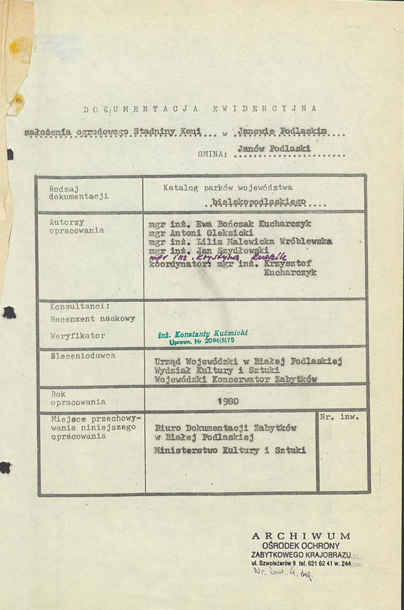 EP - Ewidencja parkowa, skan nr 4