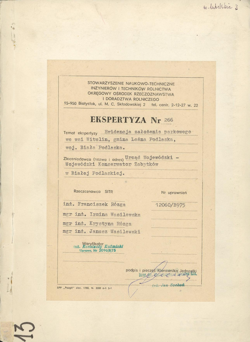 EP - Ewidencja parkowa, skan nr 1