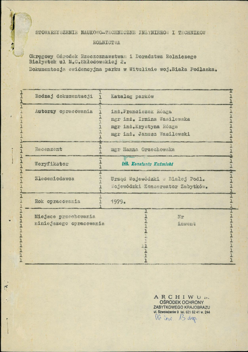 EP - Ewidencja parkowa, skan nr 5