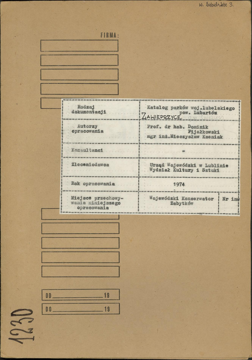 EP - Ewidencja parkowa, skan nr 1
