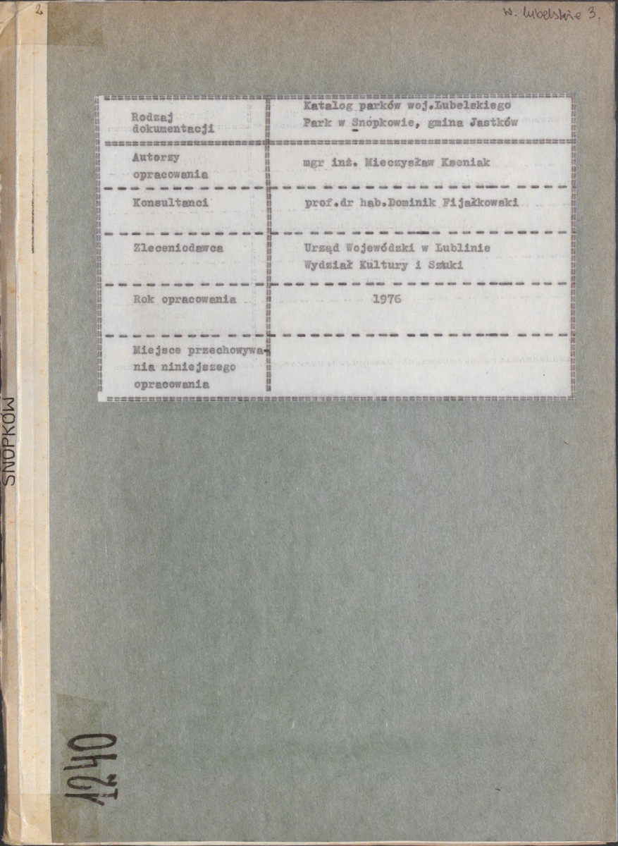 EP - Ewidencja parkowa, skan nr 1