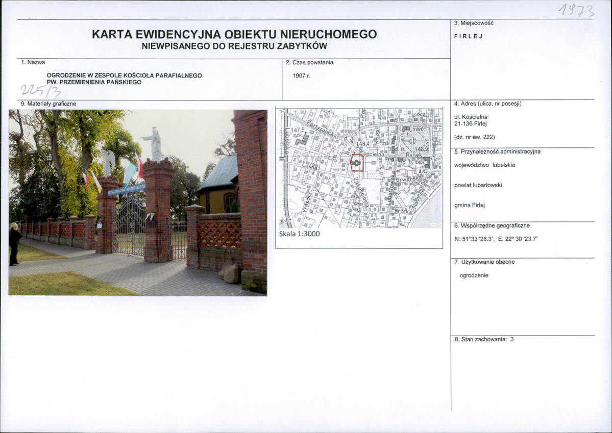Karta obiektu niewpisanego do rejestru, skan nr 1