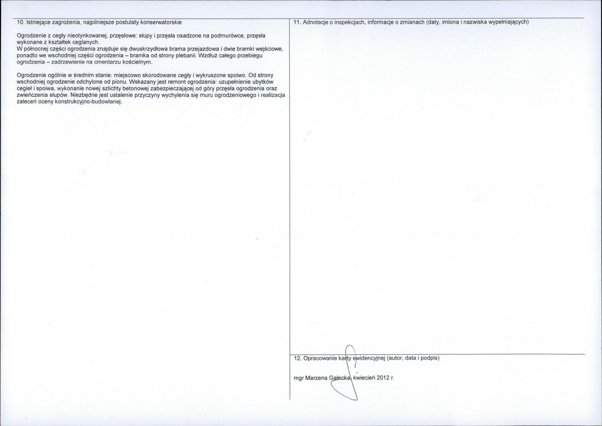 Karta obiektu niewpisanego do rejestru, skan nr 2