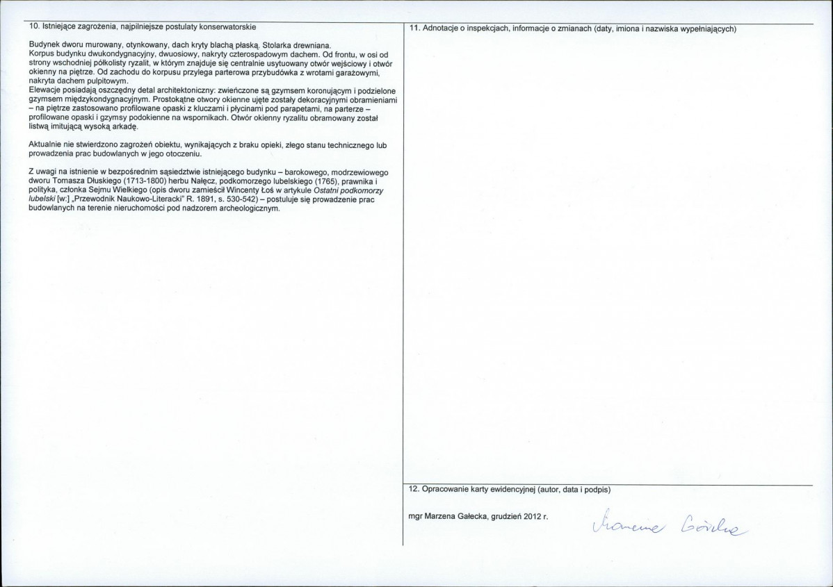 Karta obiektu niewpisanego do rejestru, skan nr 2