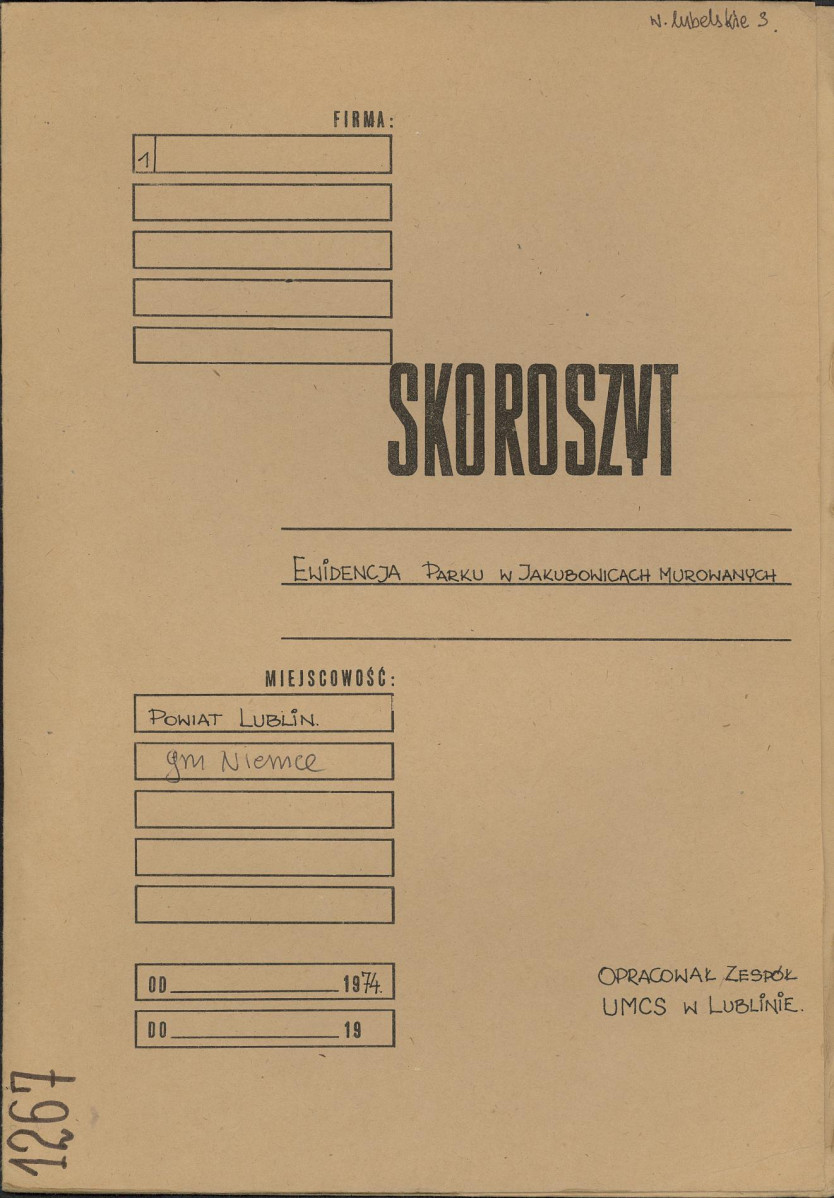 EP - Ewidencja parkowa, skan nr 1