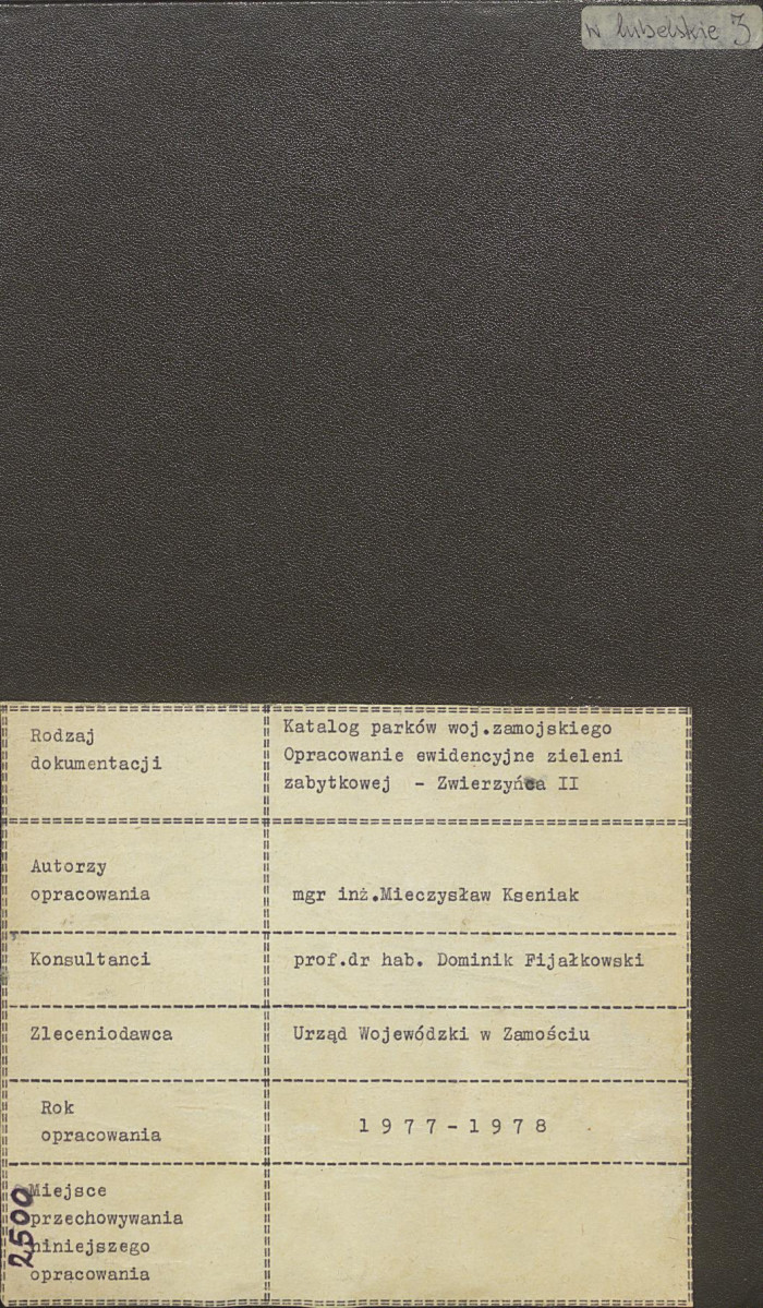 EP - Ewidencja parkowa, skan nr 1