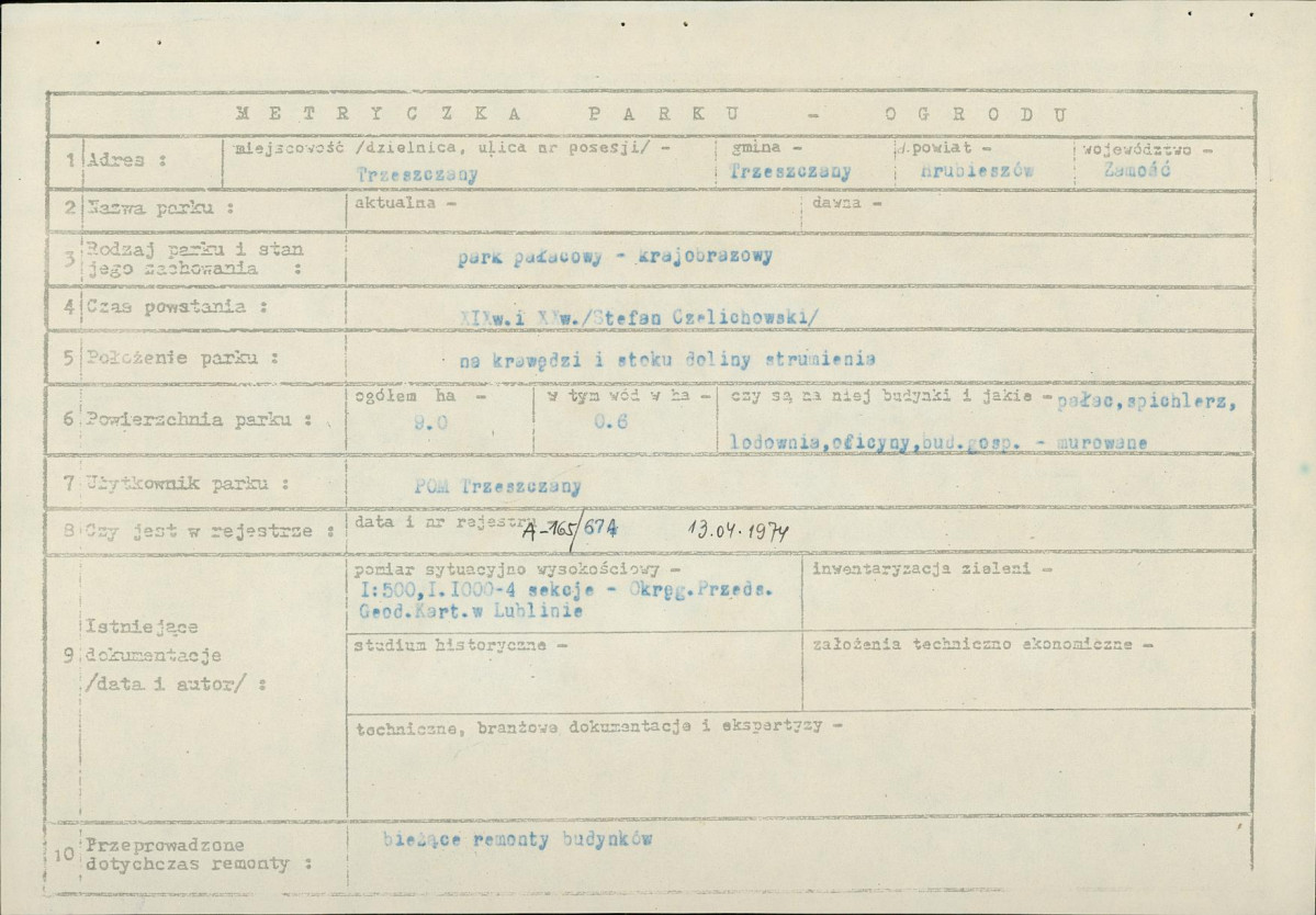 Ewidencja parkowa, skan nr 3