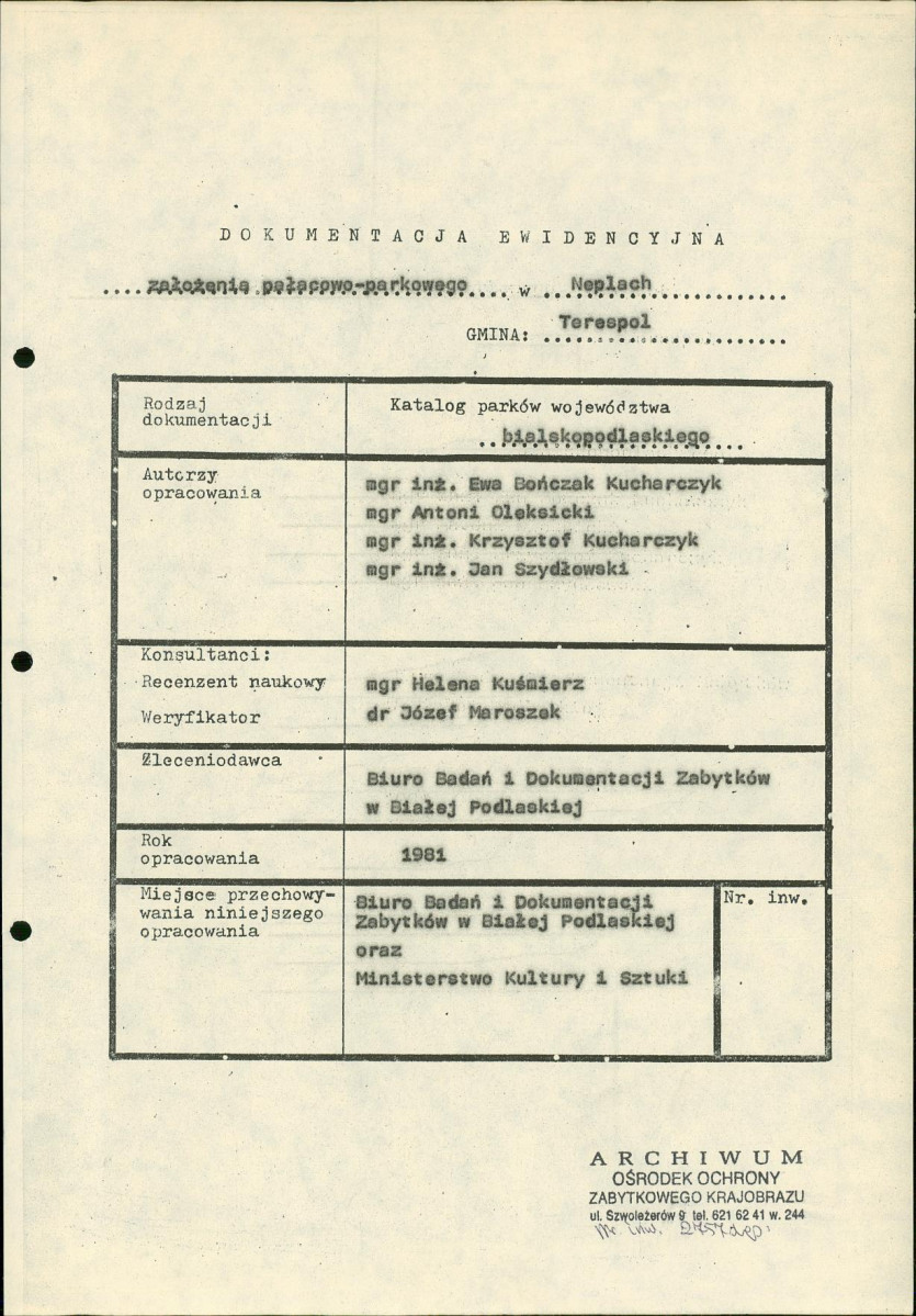 EP - Ewidencja parkowa, skan nr 6