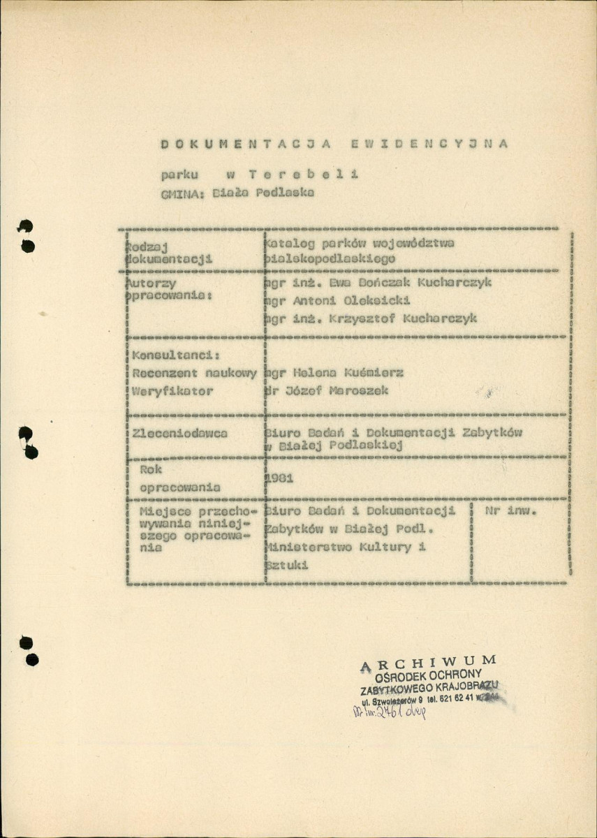 EP - Ewidencja parkowa, skan nr 5