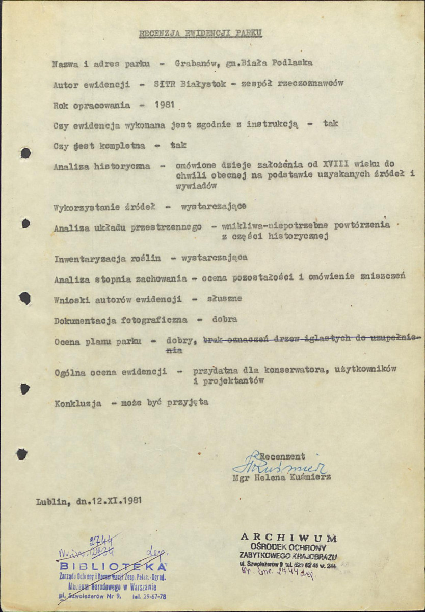 EP - Ewidencja parkowa, skan nr 3